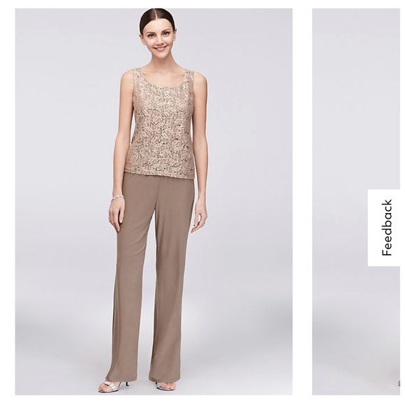 long lace jacket three-piece pantsuit - Picture 3 of 8